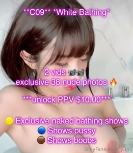 aom-yumi - C09 white bathing 2 vids and exclusive 38 nude photos unlock ppv 10 00 