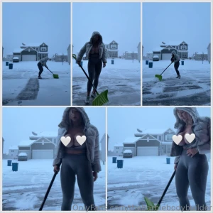 Shoveling my driveway topless my nips were absolutely freezing i think