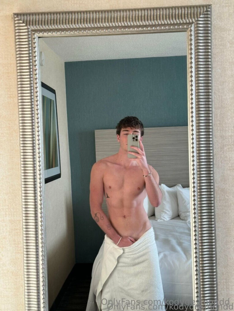 Fresh out of the shower but this towel might not stay on for long 