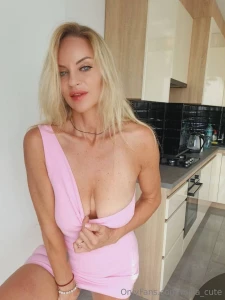 Real blonde wears pink clothes