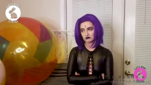 Raven is over it she s fucking the beach ball with her big old strap