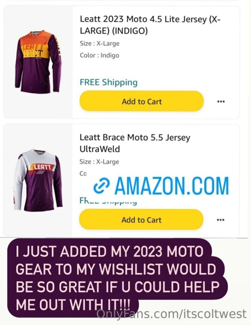 Custom content with a proof of purchase for the helmet pants jersey 