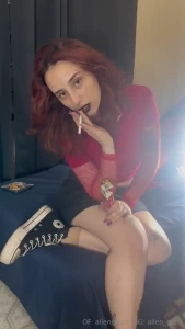Enjoy this sexy outfit black skirt red fishnet top that is peeking my