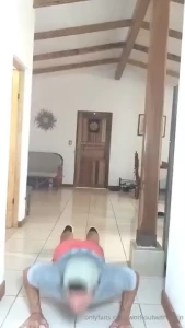 Sweaty amp bossy personal trainer makes you jerk off during exercise