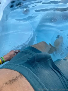 Chillin by the pool in just my boxers dick s hard as fuck and the