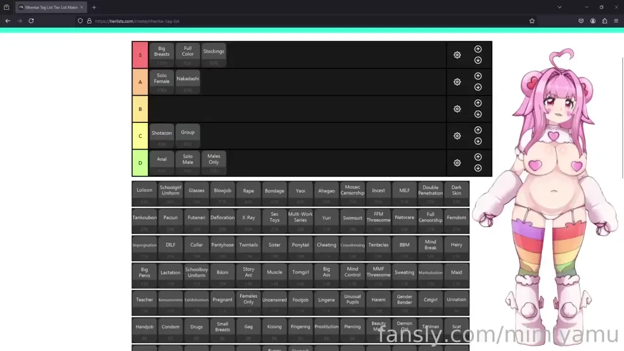 Hentai tag tier list vod stream fyp lewdtuber vtuber chubby plump 