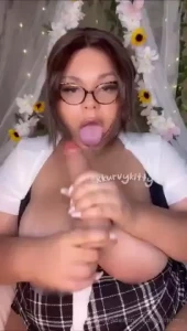 Your slutty secretary just wants to see your cock but she ends up