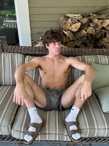 Just ya boi out side on the porch showing off my body taking my cock
