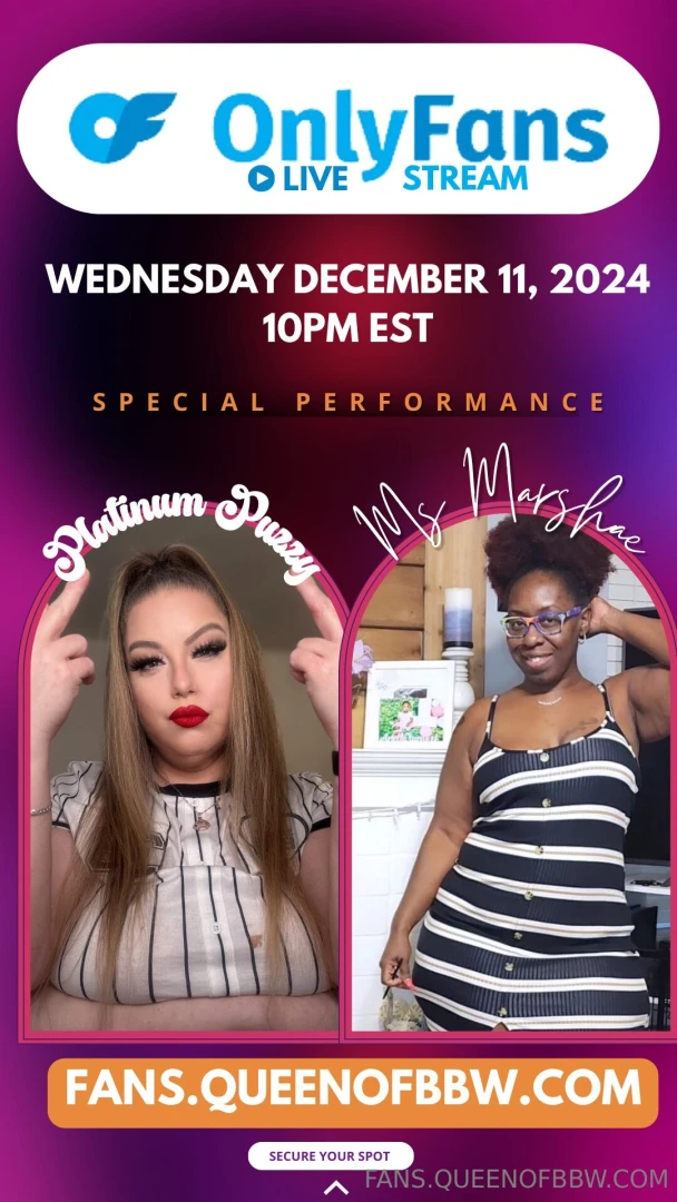 Going live at 10pm est with ms marshae on platinumpuzzy1 page join us 