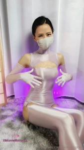 Cat s eye vol 2 purple spandex catsuit with shiny aurora gloves