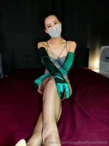 Special release vintage lingerie with green long satin gloves - part 5