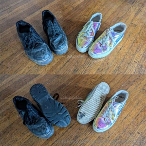 Time to retire these 2 pairs of festival rave shoes i ve been dancing