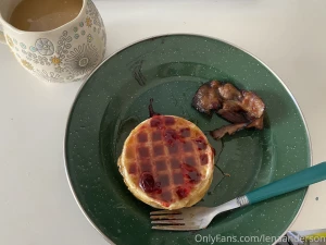 Homemade waffles w almond butter amp preserves applewood smoked bacon