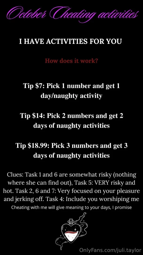 October femdom amp cheating activities the tasks are different from part 3 