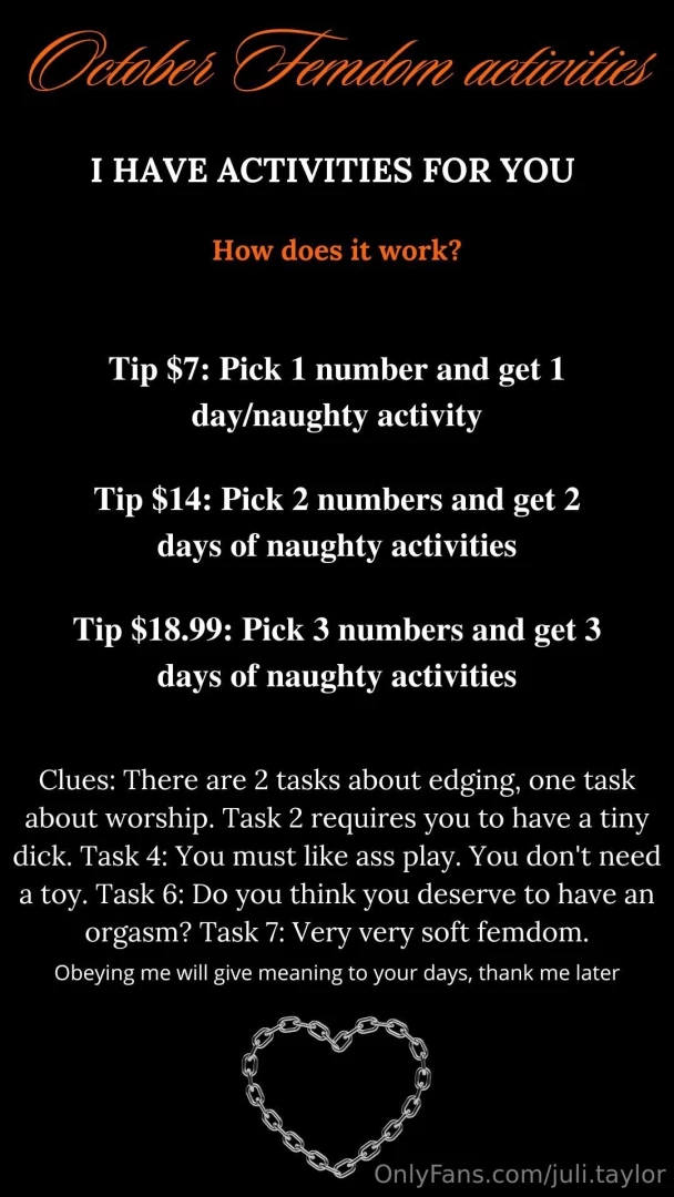 October femdom amp cheating activities the tasks are different from part 1 