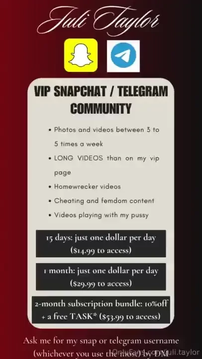Vip snapchat telegram community new tiers the content will be 