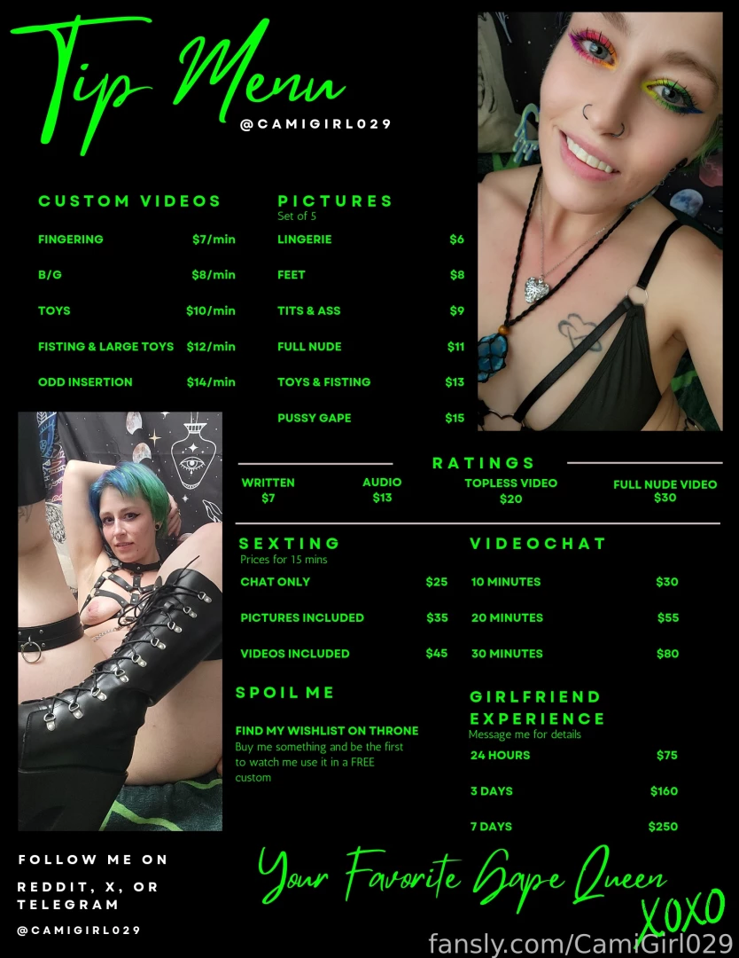 New menu just dropped fyp menu custom sizequeen dickrating sexting 