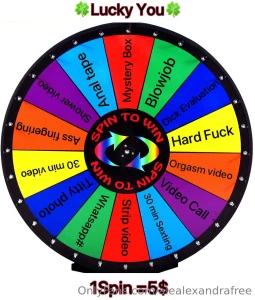 Try your luck today 1 spin ----- 5 2 spins ---- 8 3 spins ---- 12 4