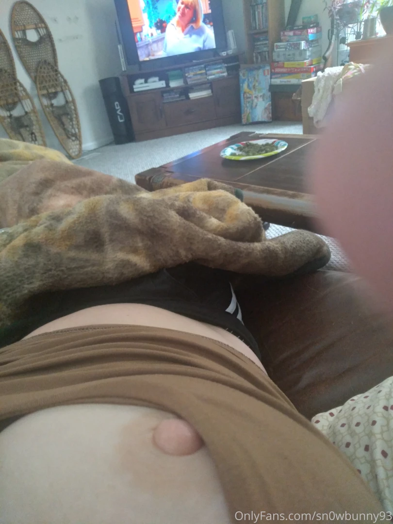 Watching tv looked down and oops my nipple fell out whoopsie 