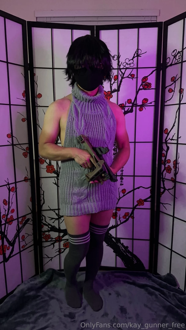 Putting the killer in virgin killer sweater outfit and posing with the 