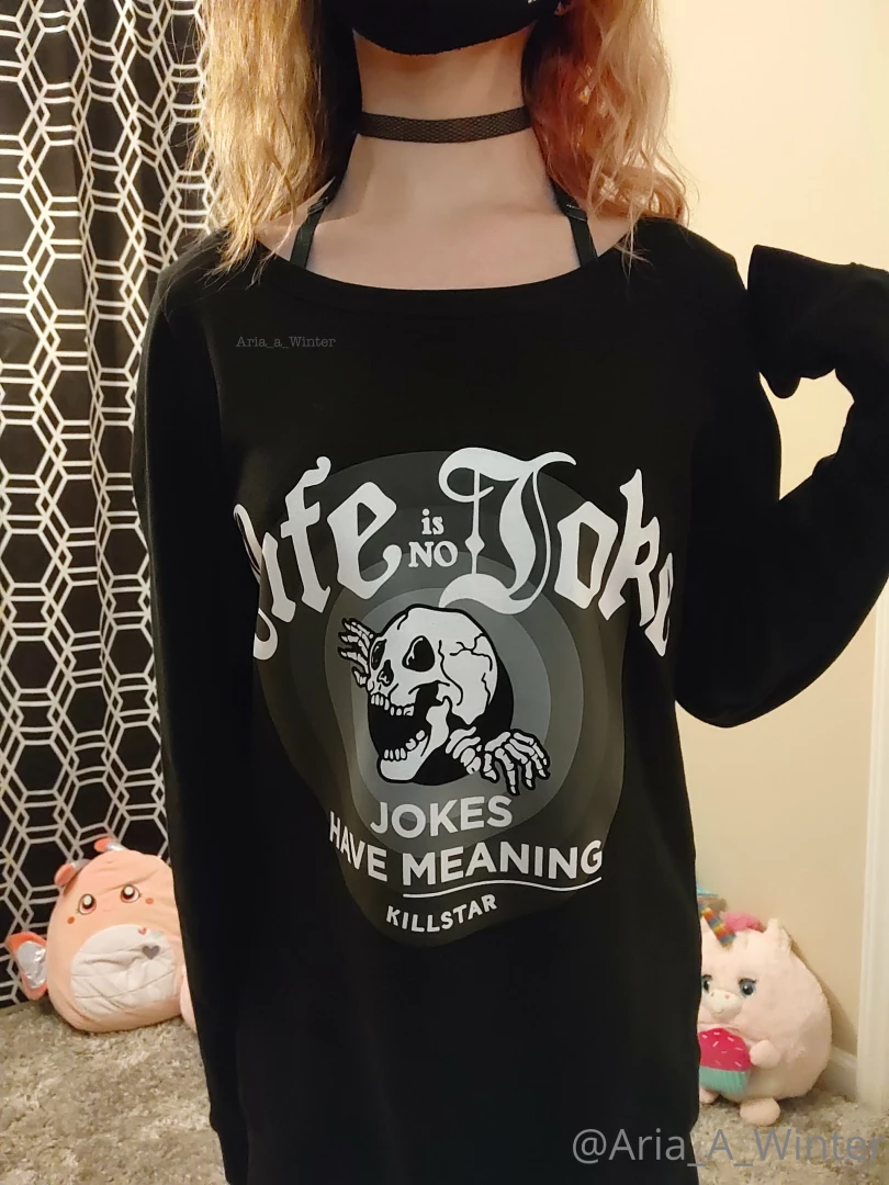 It s always fun wearing lingerie under something like a big sweatshirt 