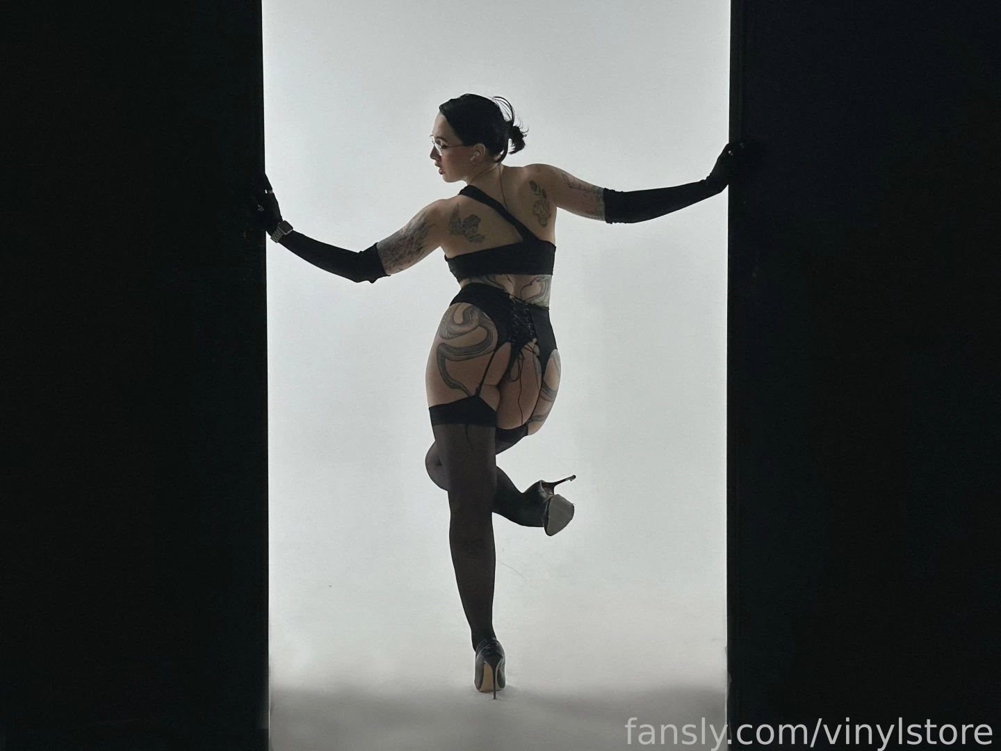 Black lingerie set lingerie stockings nylon bodyworship heels tattoo part 4 