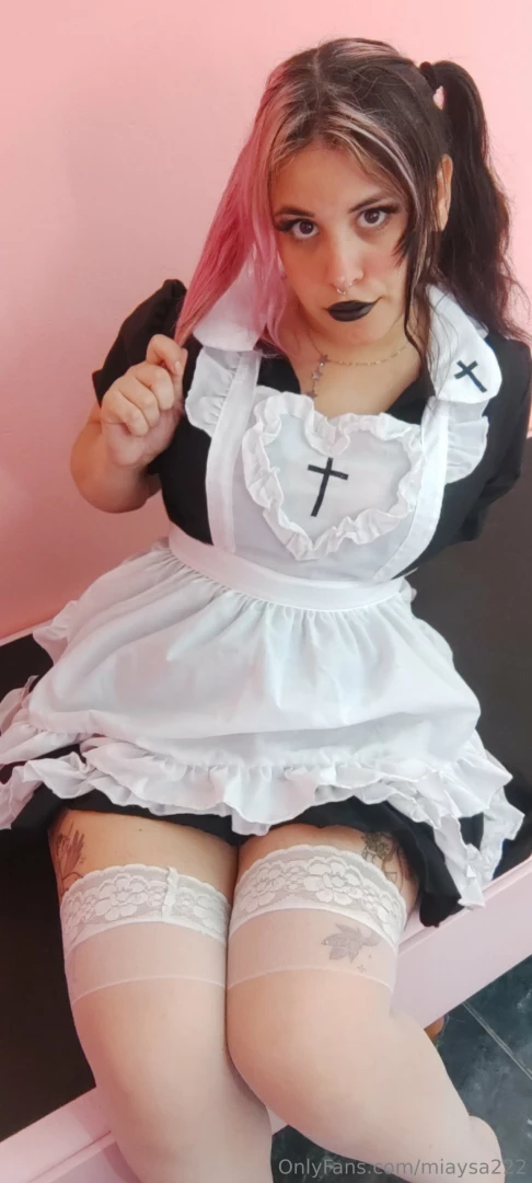 Maid slut masturbates her chubby pussy in her free time 