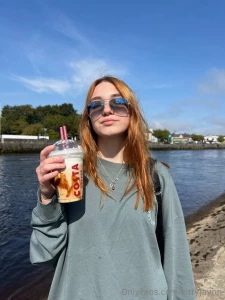 A refreshing drink during a break from exploring the city