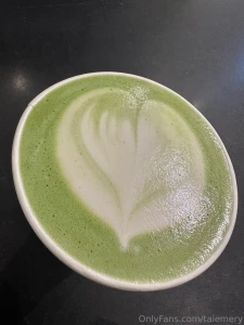 Does it look like a heart or a hot bum to you macha latte tonight