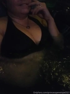 Relaxing in the hot tub tonight