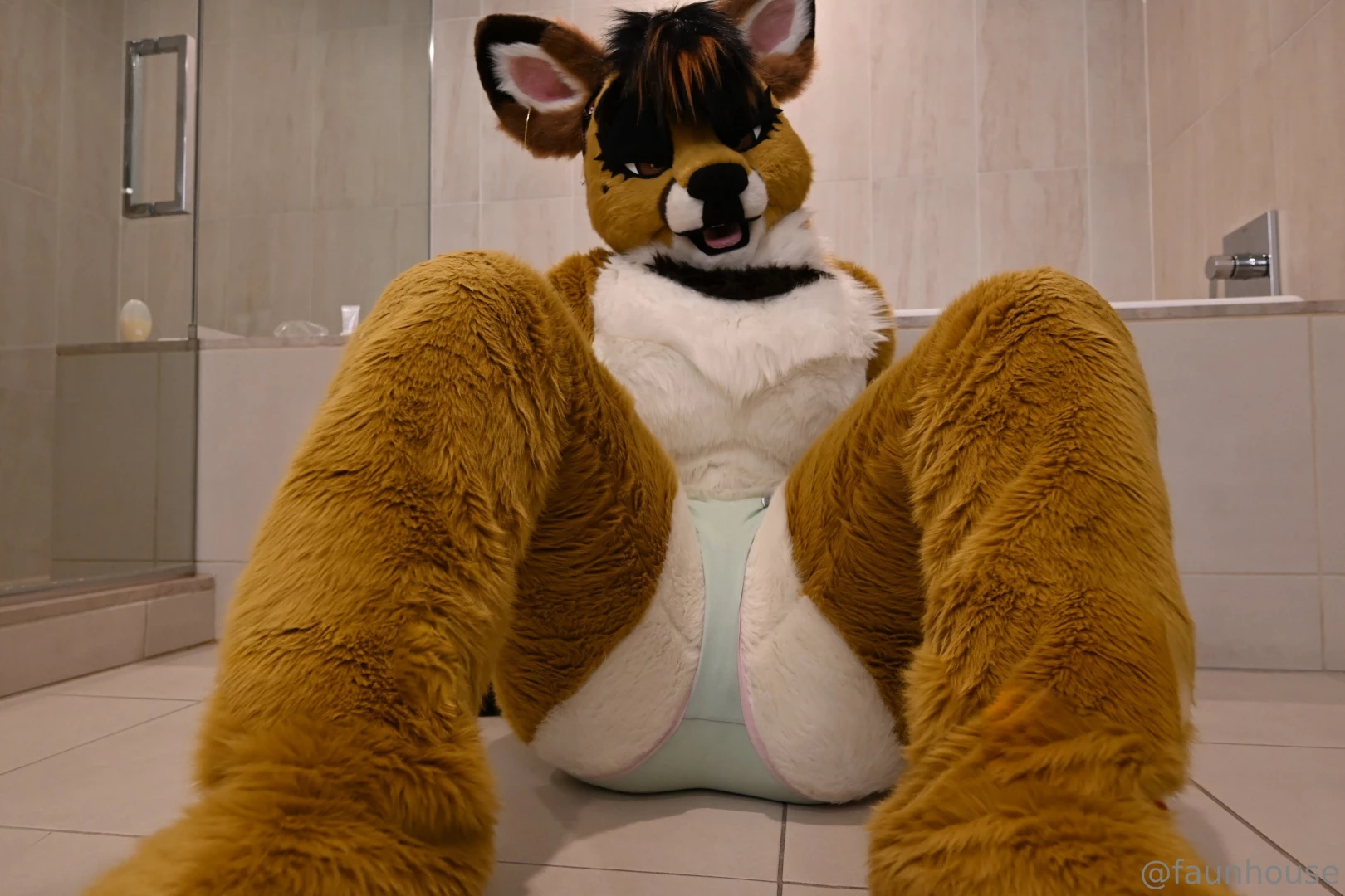 Trying on my fur again after a bit of adjustments for my weight part 2 