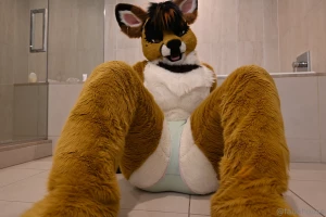 Trying on my fur again after a bit of adjustments for my weight part 2