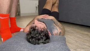 Master drew wipes his gym socks all over my face his scent has me