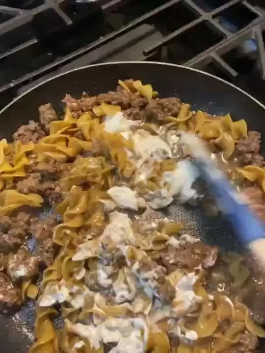 Yummy ground beef stroganoff noodles 