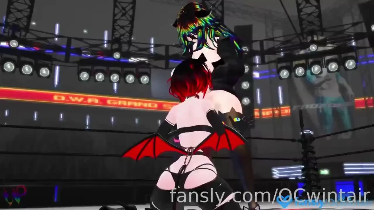 Spooky wreslting clip grabbed the succubus s horns in this round of 