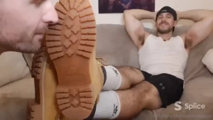 Timberland worship - foot worship - 10 mins my buddy really wanted to