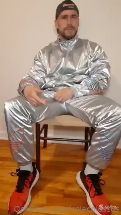 Shiny silver adidas suit - verbal 9min look at this hot shiny suit a 