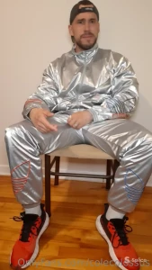 Shiny silver adidas suit - verbal 9min look at this hot shiny suit a