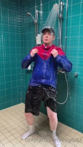 vstyle83 - Shower time in my ccm sport shorts and nike fcb jacket nice load of 