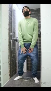 Wet monday getting soaking wet in my baggy drop-crotch jeans with