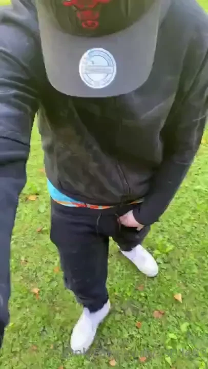 A nice wank outside and made a mess on my cap 