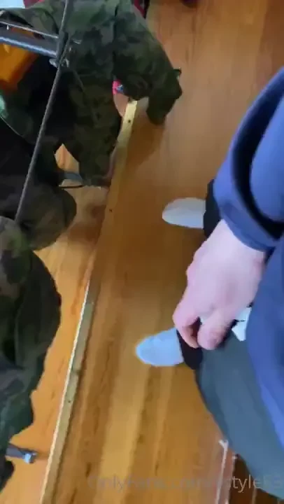 The army gear was drying on the rack but i couldn t help myself had to 