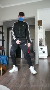 vstyle83 - Wearing my cum rag adidas trackies playing with my horny cock and 