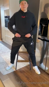 Jerked off and shot a nice load of cum inside my adidas trackies