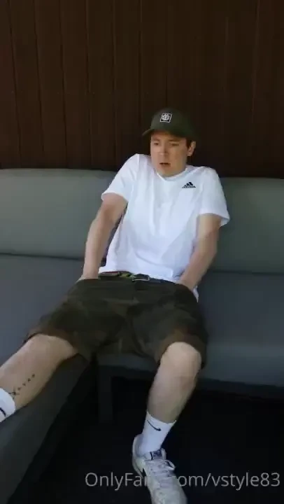 Jerking off and shooting a nice load on my camo shorts on terrace 