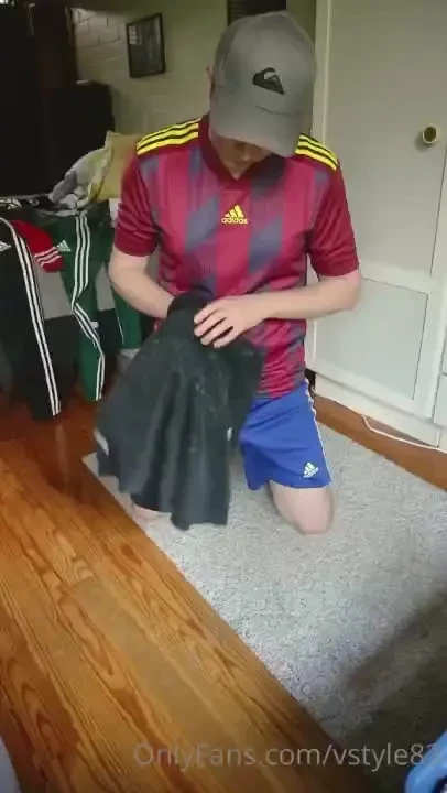 Shooting the final loads on my cum rag adidas shorts that are now on 