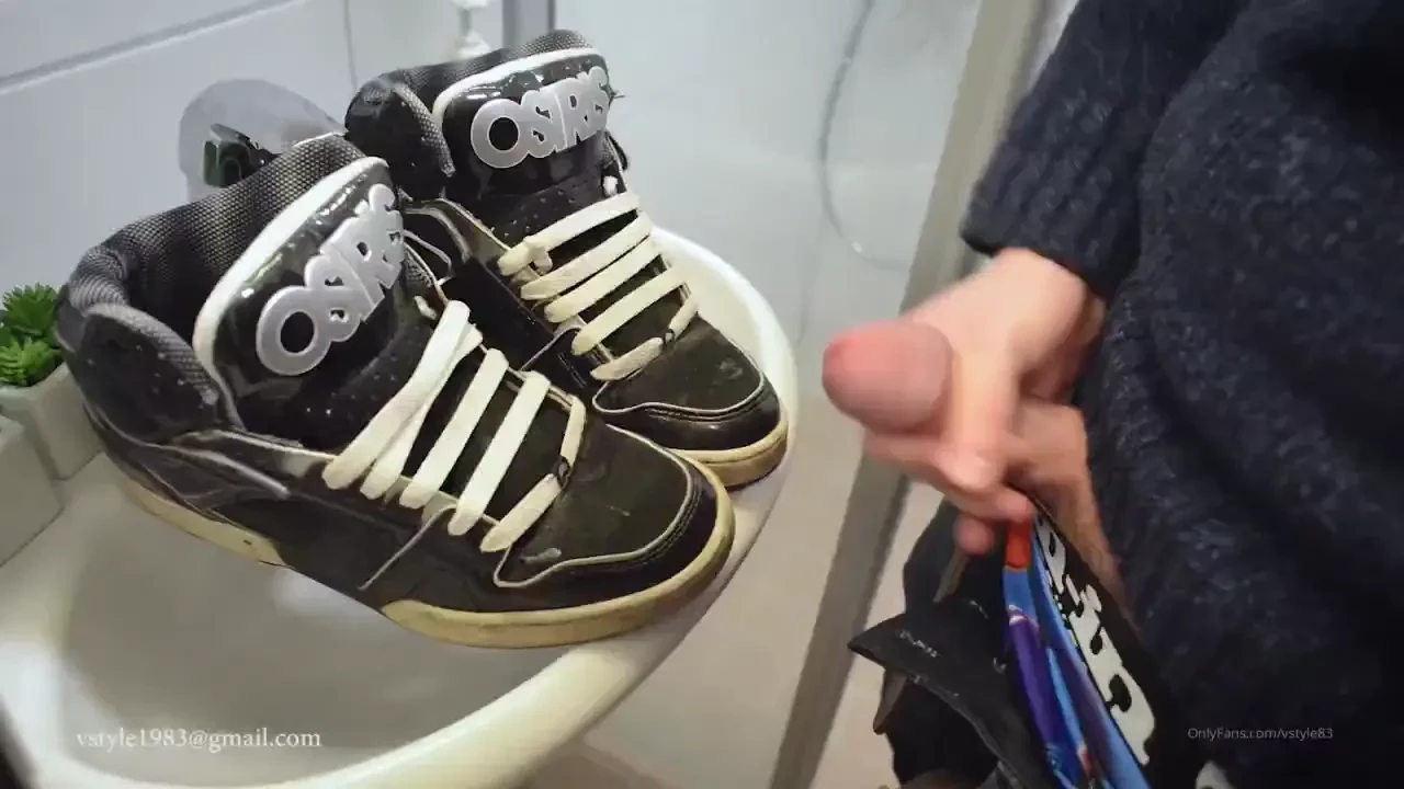 Double feature friday shooting amazing loads of cum on osiris sneakers 
