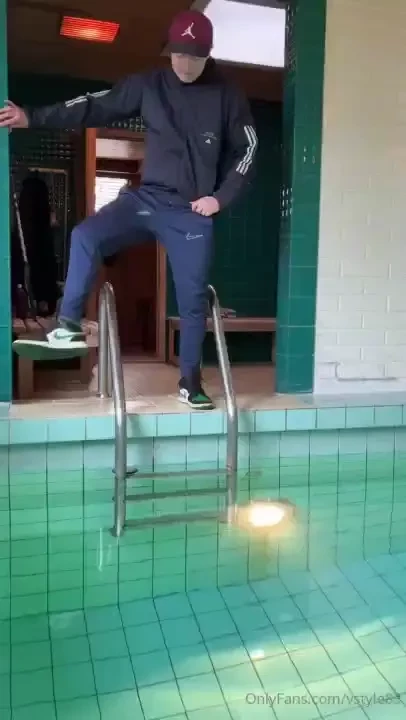 Wetnesday dipped into the pool in my nike trackies commando adidas 