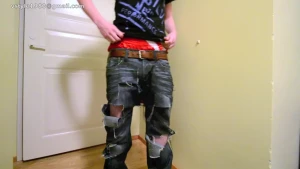 vstyle83 - Sagging in my ripped jeans and silky boxers ripping them a bit more 