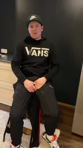 Wearing my cum rag nike windbreaker trackies and shooting a great load